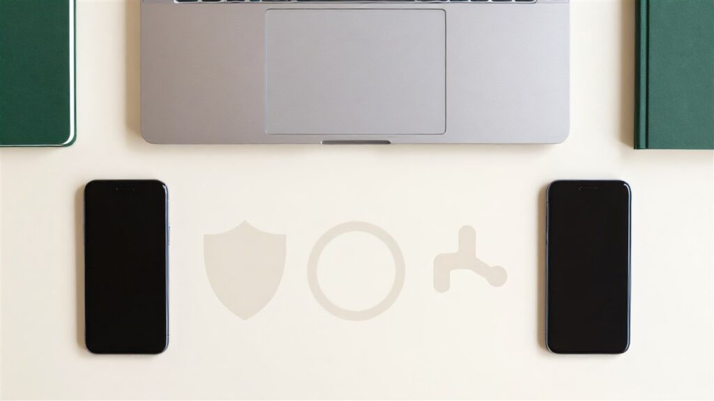 Abstract privacy, clean browsing, and routing symbols for Surfshark Starter feature planning